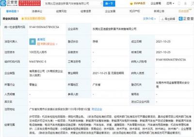 比亞迪于東莞成立新公司，業務涵蓋保險代理與貿易經紀代理